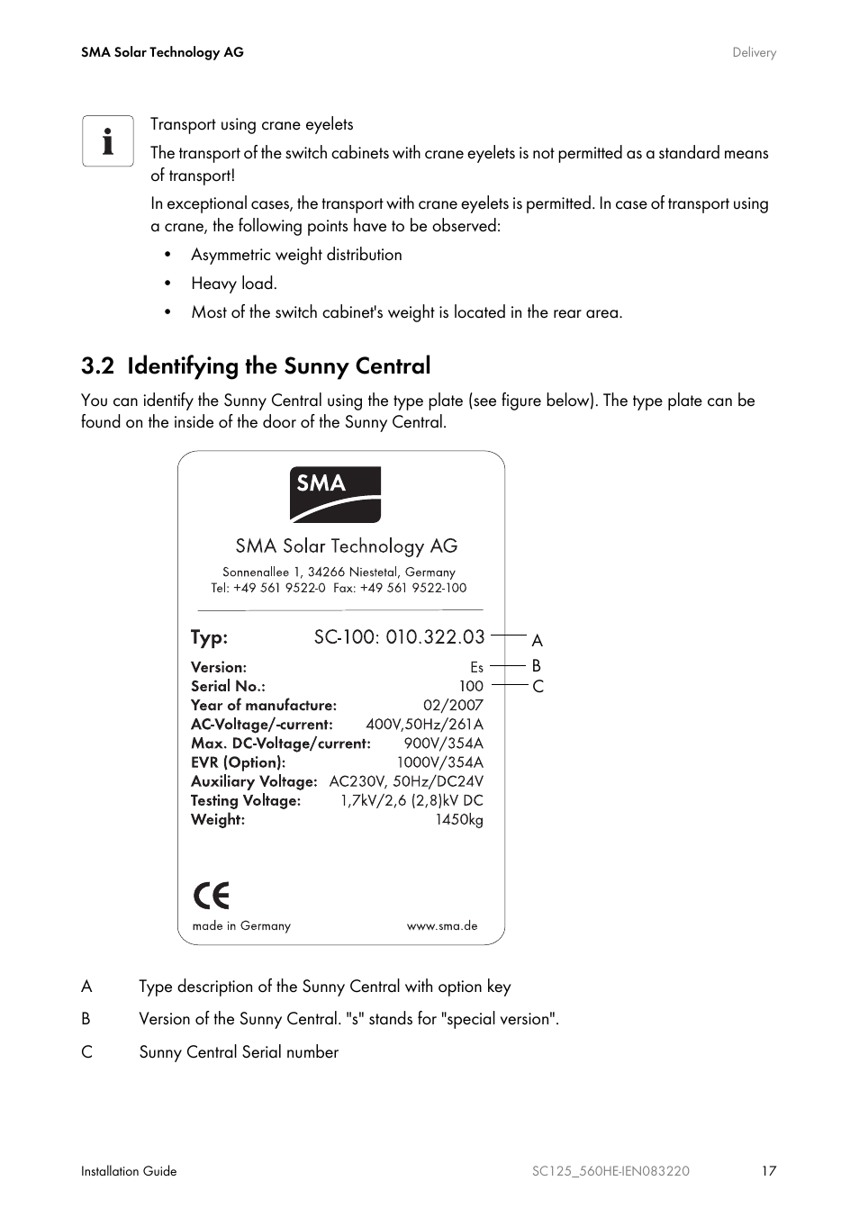 2 identifying the sunny central | SMA SC 100LV-560HE User Manual | Page 17 / 92