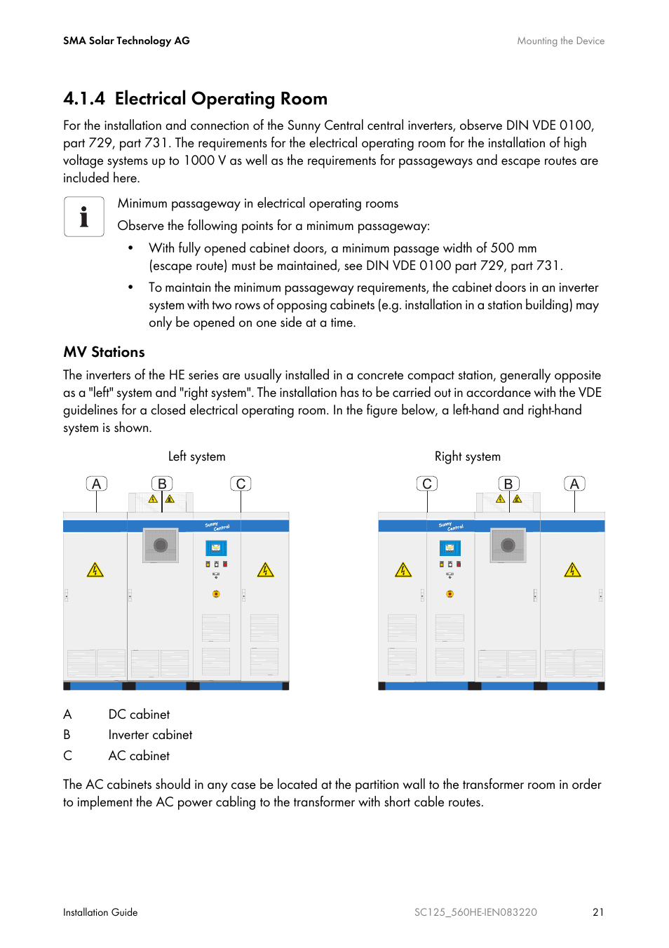 4 electrical operating room | SMA SC 100LV-560HE User Manual | Page 21 / 92