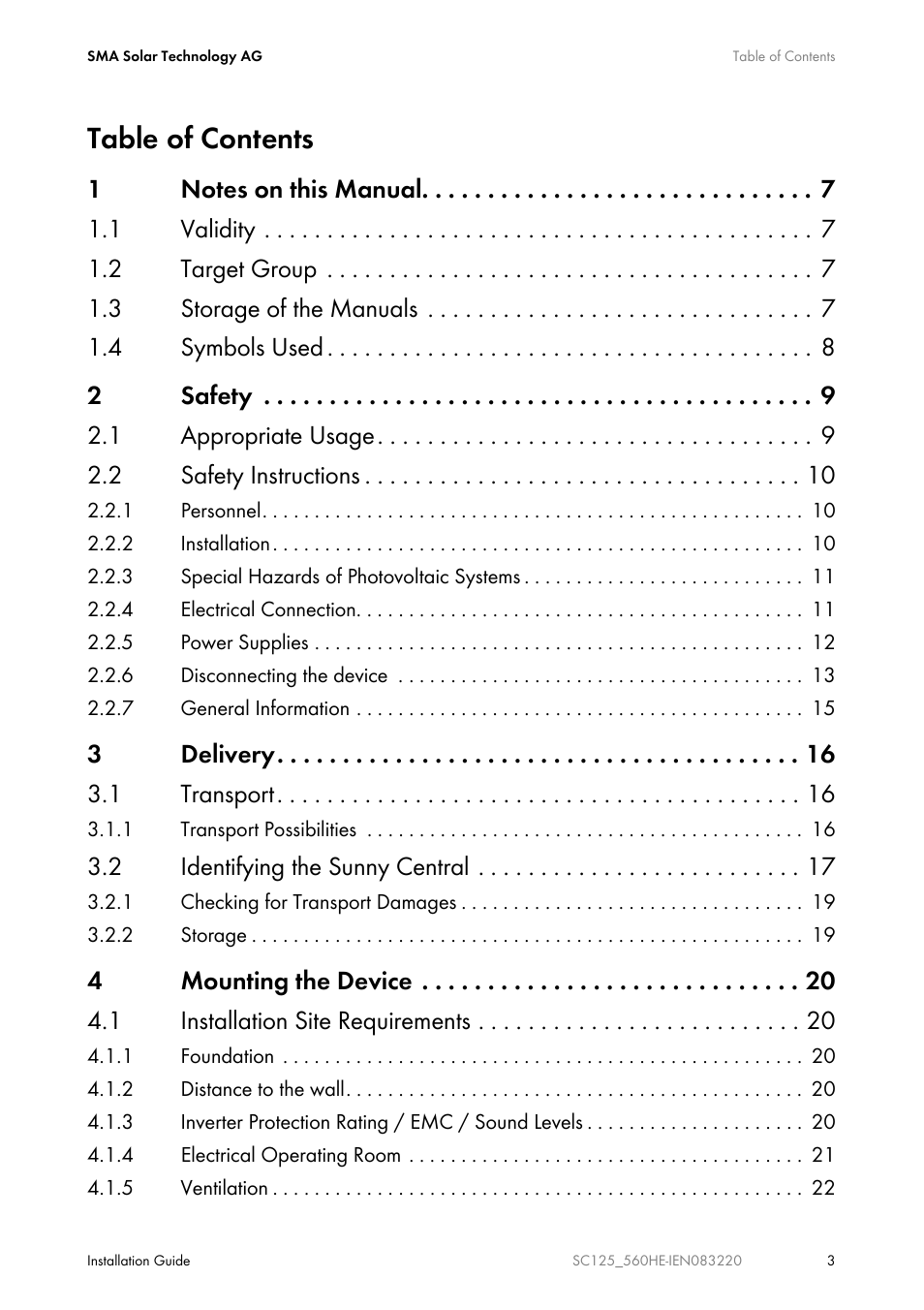 SMA SC 100LV-560HE User Manual | Page 3 / 92