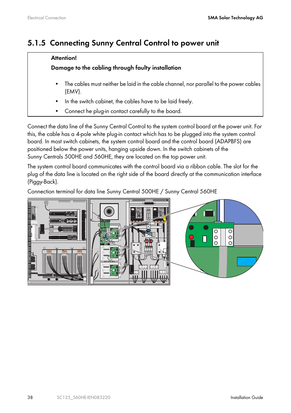 5 connecting sunny central control to power unit | SMA SC 100LV-560HE User Manual | Page 38 / 92