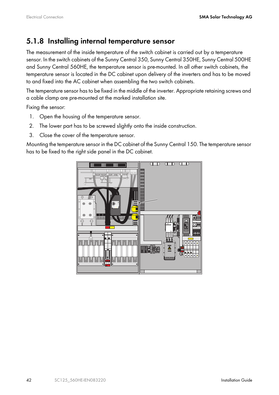8 installing internal temperature sensor | SMA SC 100LV-560HE User Manual | Page 42 / 92