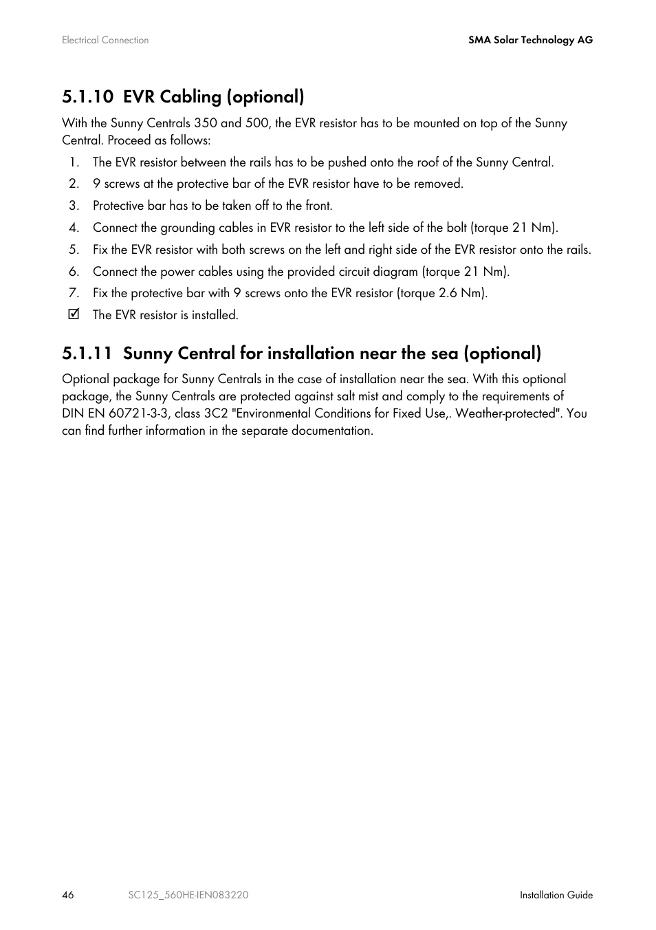 10 evr cabling (optional) | SMA SC 100LV-560HE User Manual | Page 46 / 92