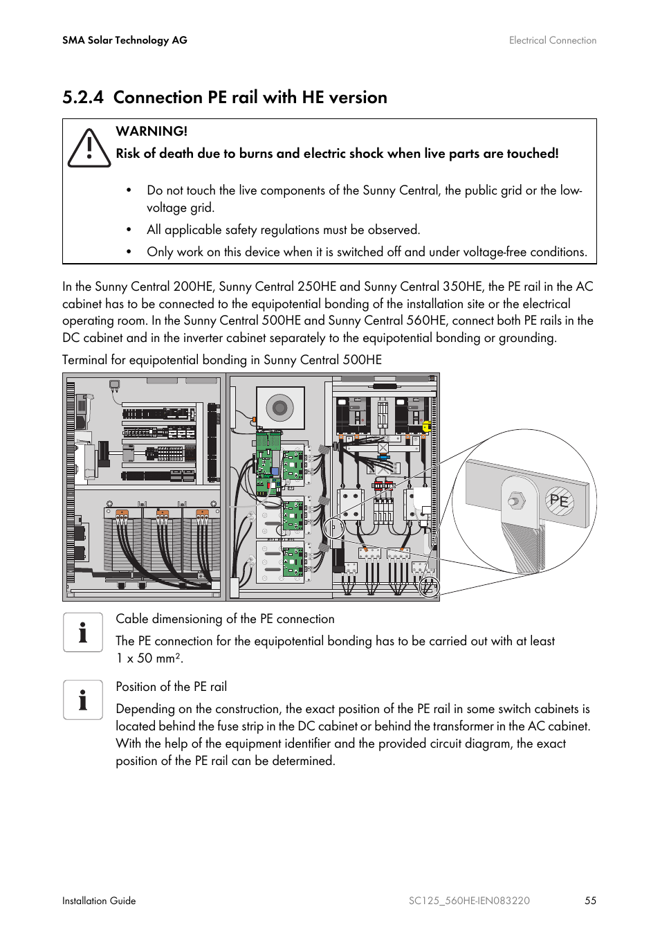4 connection pe rail with he version | SMA SC 100LV-560HE User Manual | Page 55 / 92
