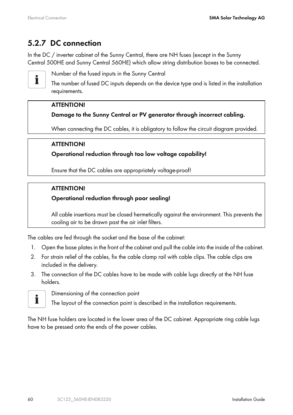 7 dc connection | SMA SC 100LV-560HE User Manual | Page 60 / 92