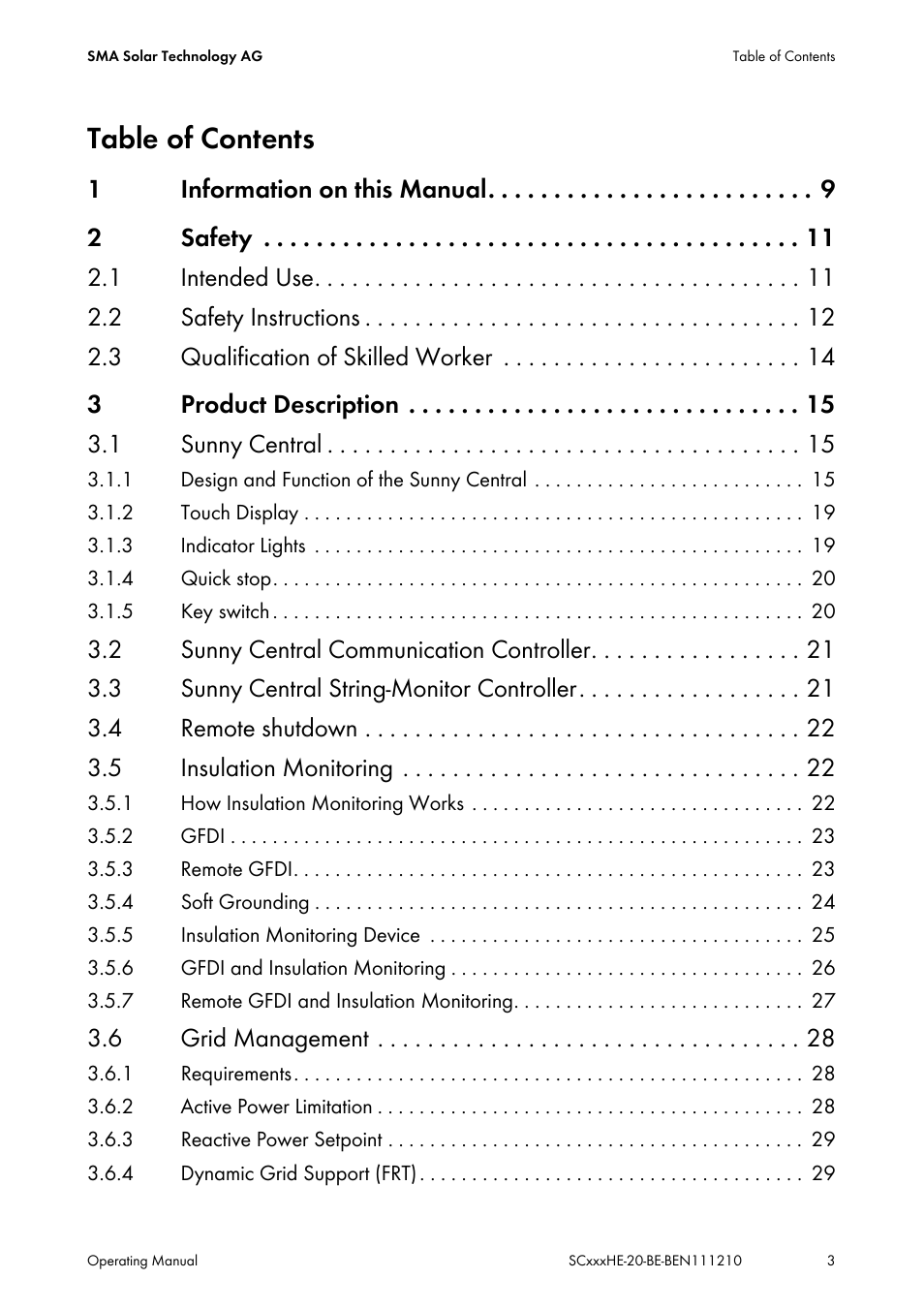 SMA SC 500HE-20 User Manual | Page 3 / 108