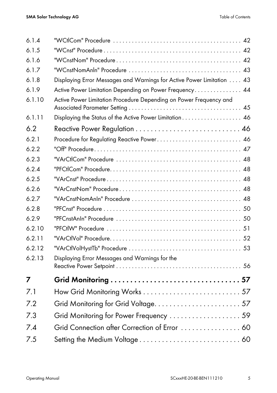 2 reactive power regulation | SMA SC 500HE-20 User Manual | Page 5 / 108