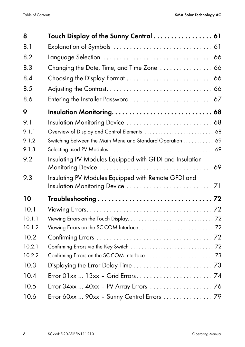 SMA SC 500HE-20 User Manual | Page 6 / 108