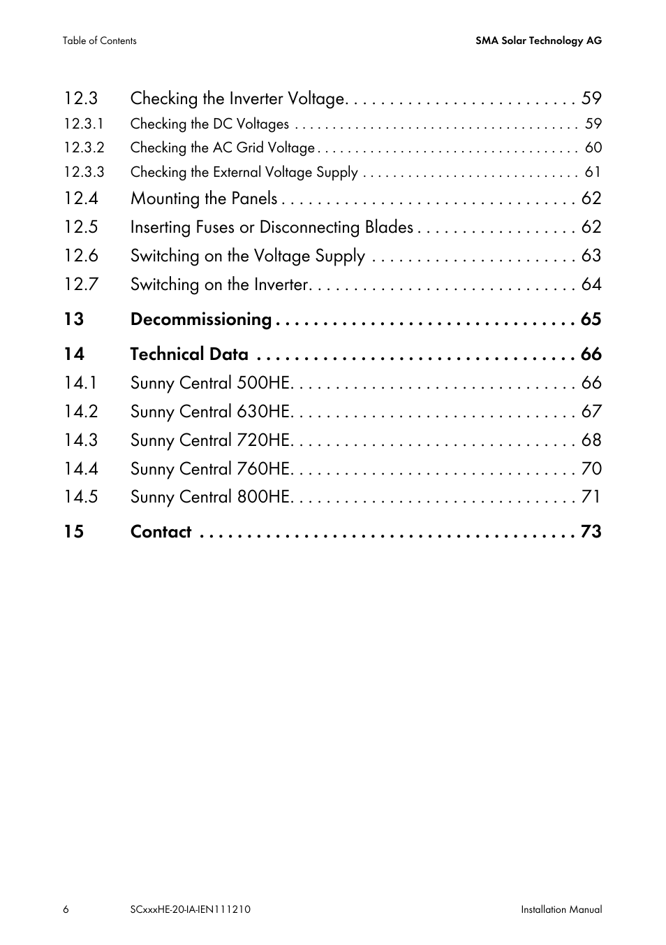 SMA SC 500HE-20 Installation User Manual | Page 6 / 76