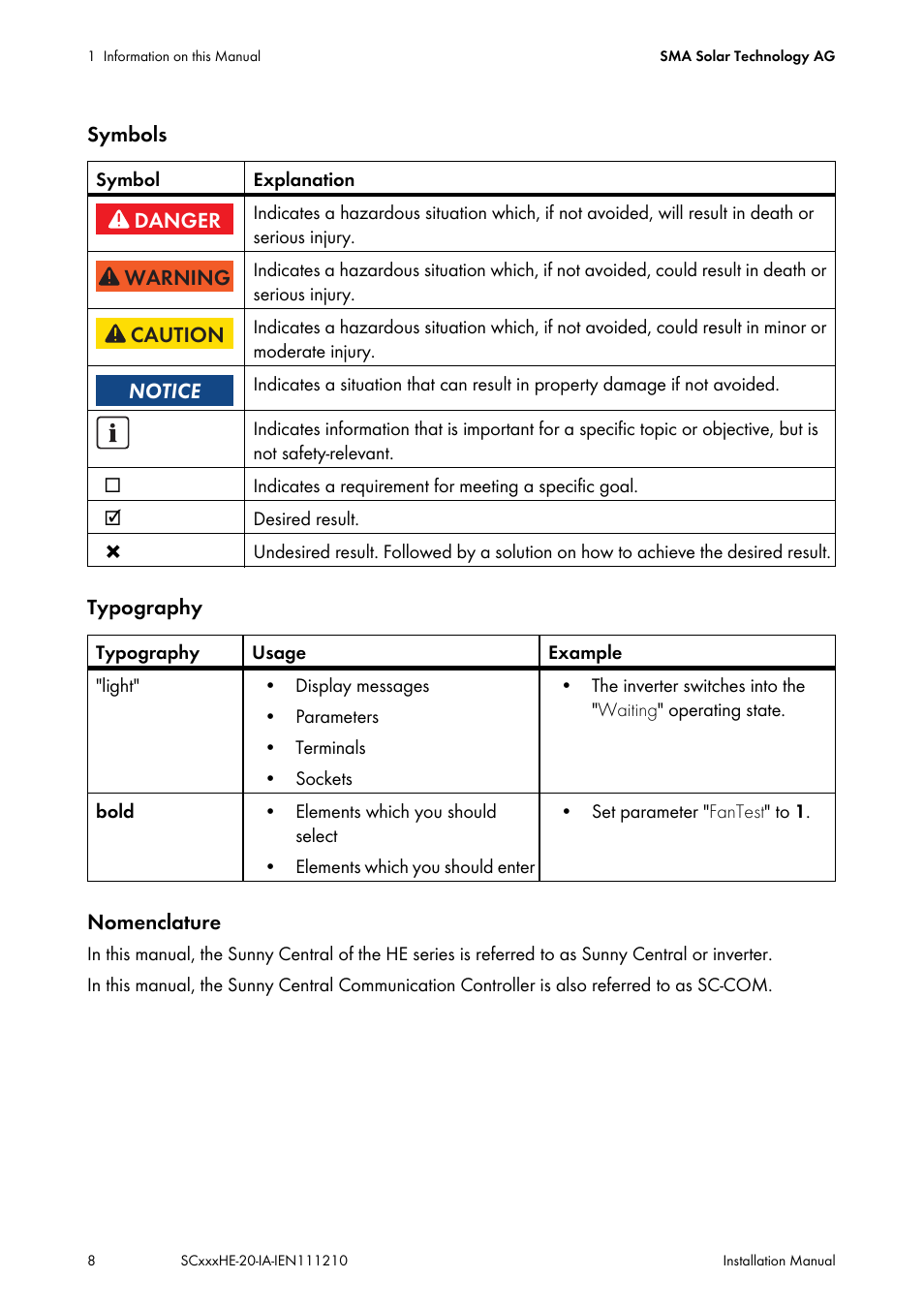 SMA SC 500HE-20 Installation User Manual | Page 8 / 76