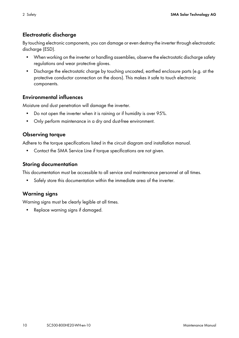 SMA SC 500HE-20 Maintenance Manua User Manual | Page 10 / 60