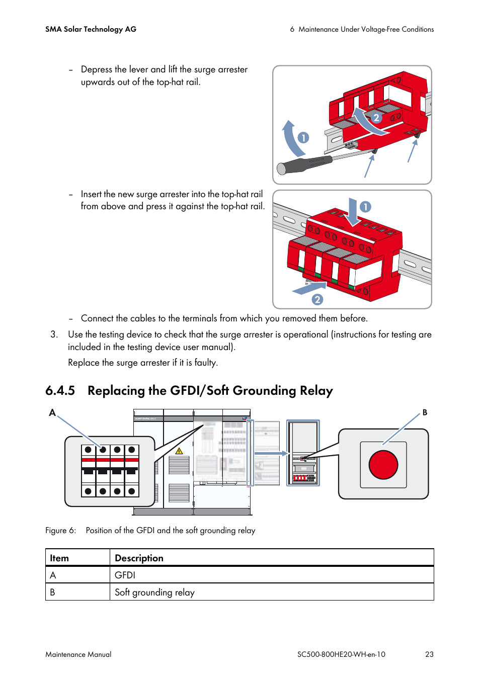 5 replacing the gfdi/soft grounding relay | SMA SC 500HE-20 Maintenance Manua User Manual | Page 23 / 60