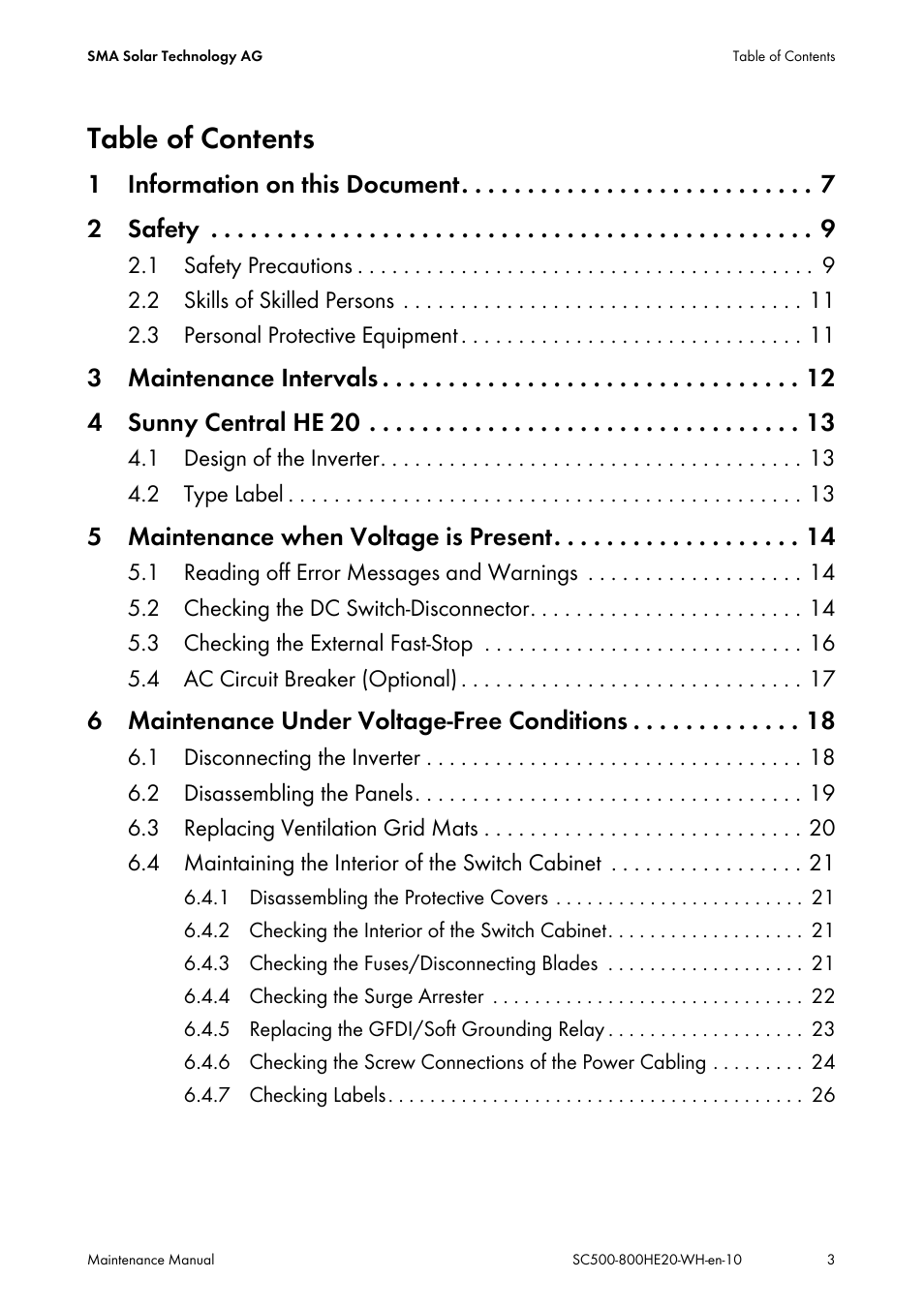 SMA SC 500HE-20 Maintenance Manua User Manual | Page 3 / 60