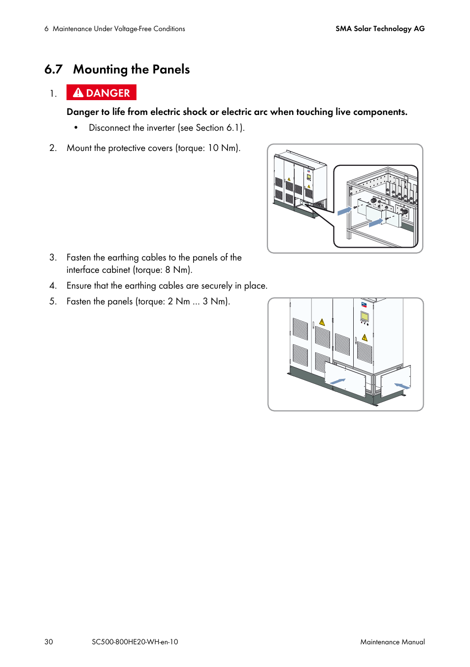 7 mounting the panels | SMA SC 500HE-20 Maintenance Manua User Manual | Page 30 / 60