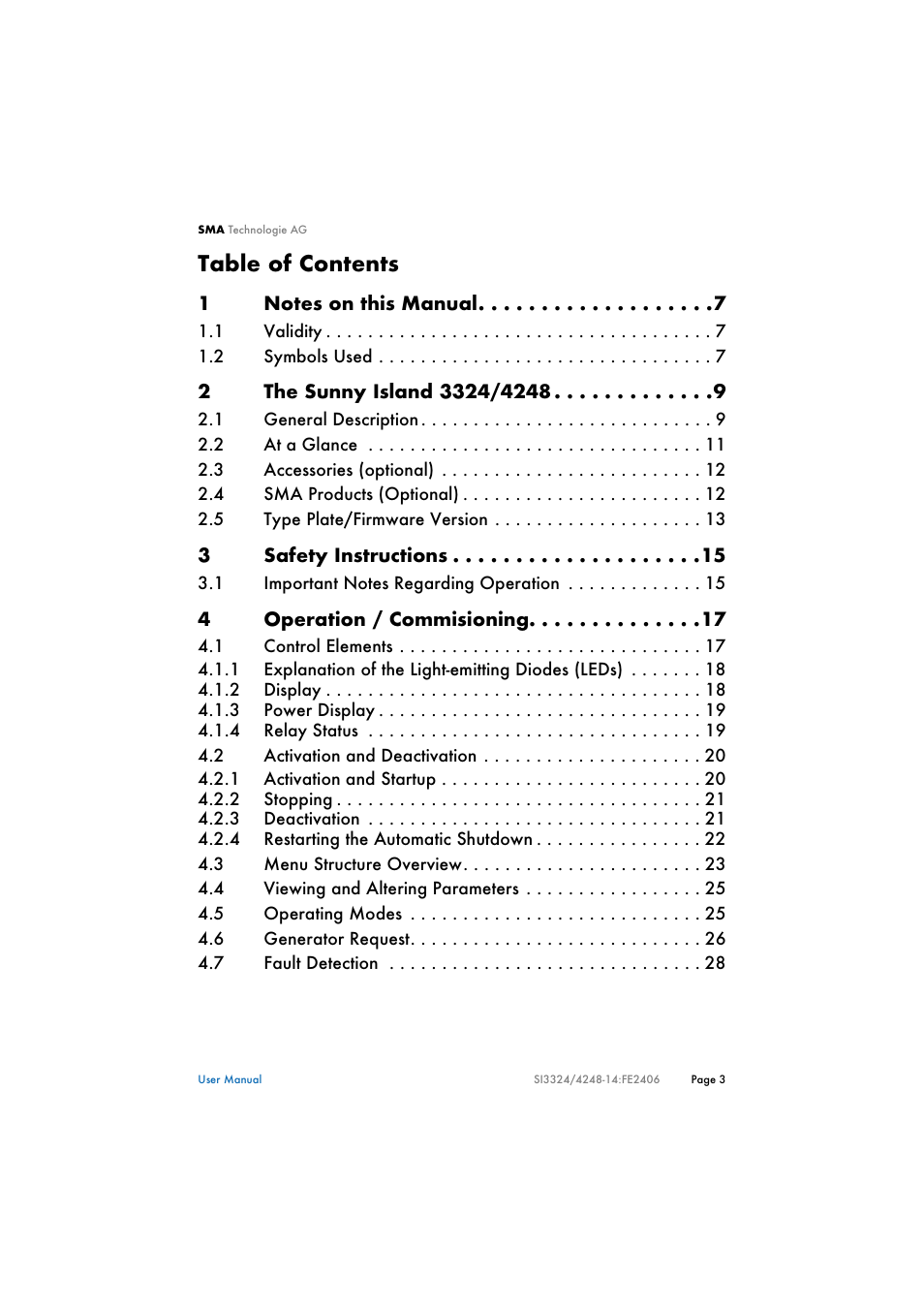 SMA SI 3324 User Manual | Page 3 / 80