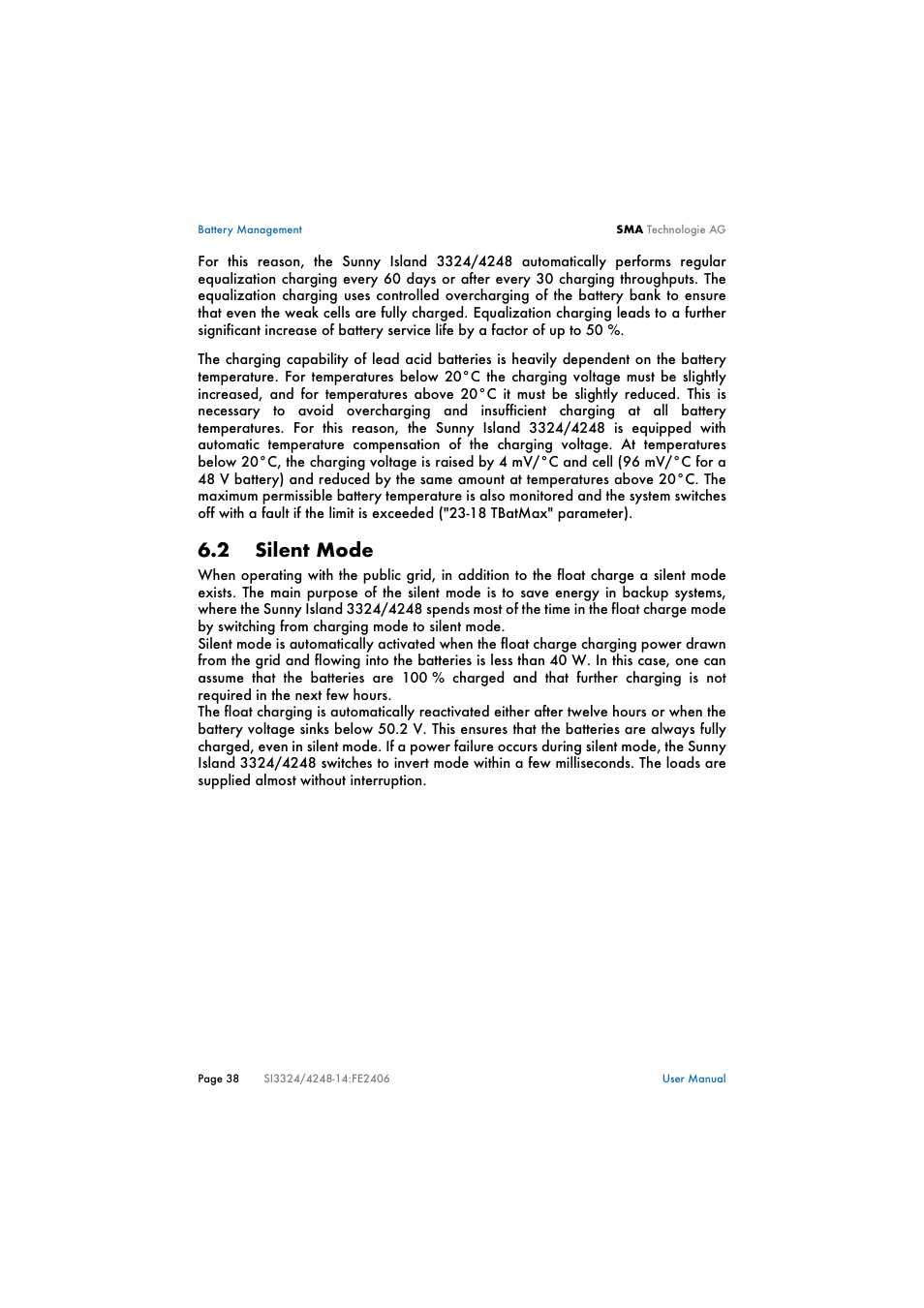 2 silent mode, Silent mode | SMA SI 3324 User Manual | Page 38 / 80