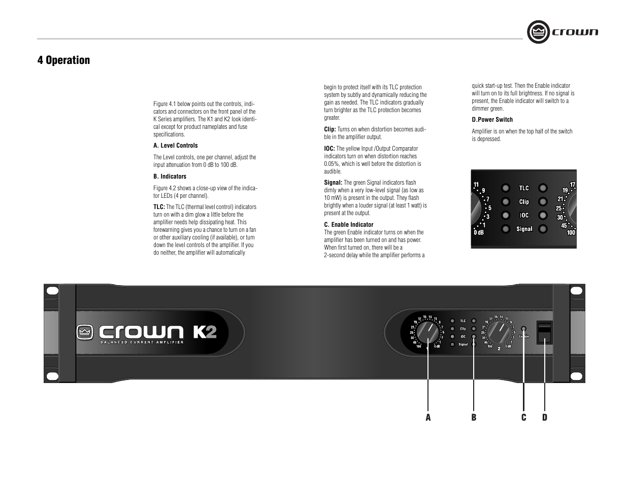 4 operation | Crown Audio K Series User Manual | Page 11 / 20