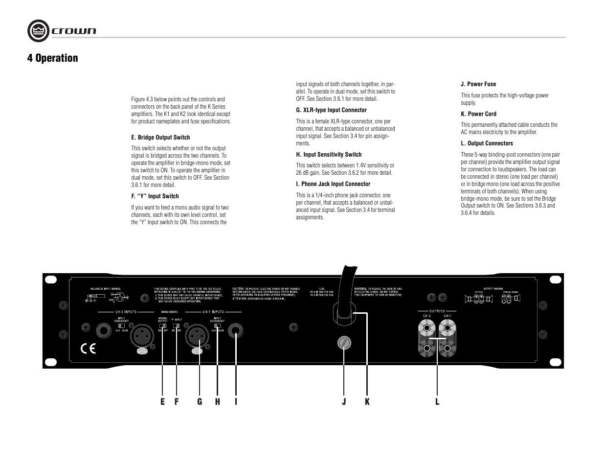 4 operation | Crown Audio K Series User Manual | Page 12 / 20