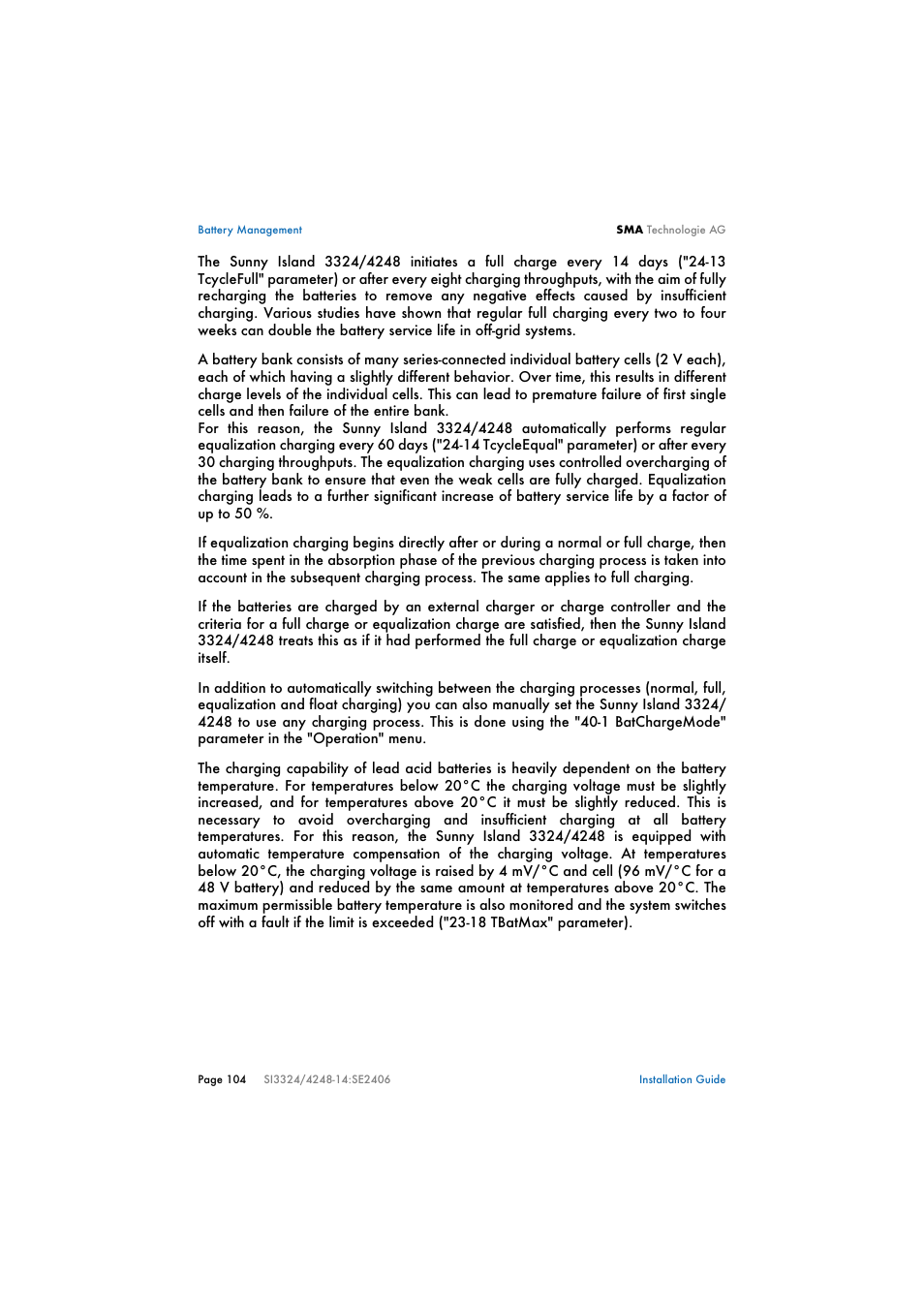 SMA SI 3324 Installation User Manual | Page 104 / 164