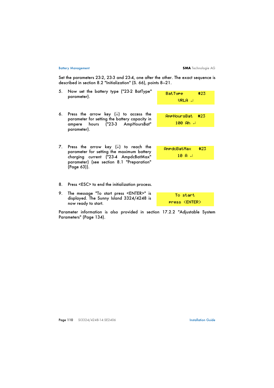 SMA SI 3324 Installation User Manual | Page 110 / 164