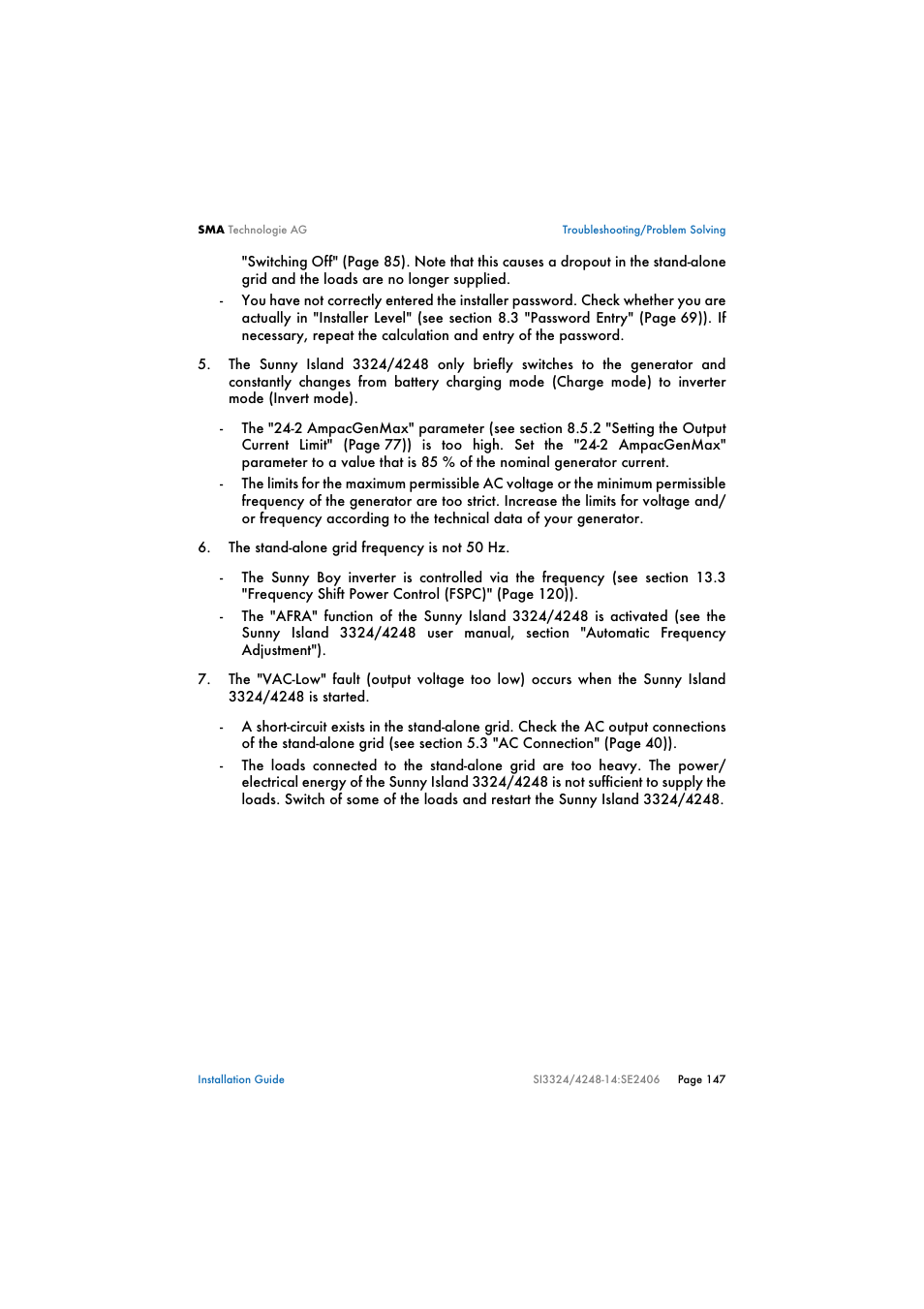 SMA SI 3324 Installation User Manual | Page 147 / 164