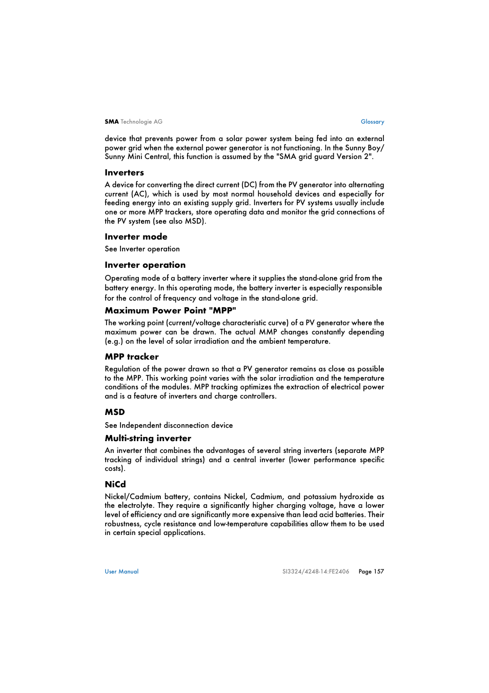 SMA SI 3324 Installation User Manual | Page 157 / 164