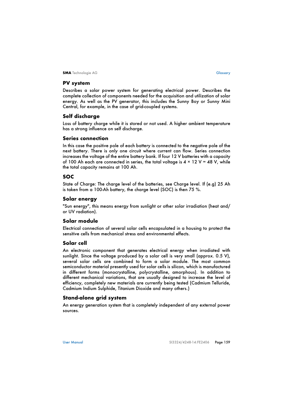 SMA SI 3324 Installation User Manual | Page 159 / 164