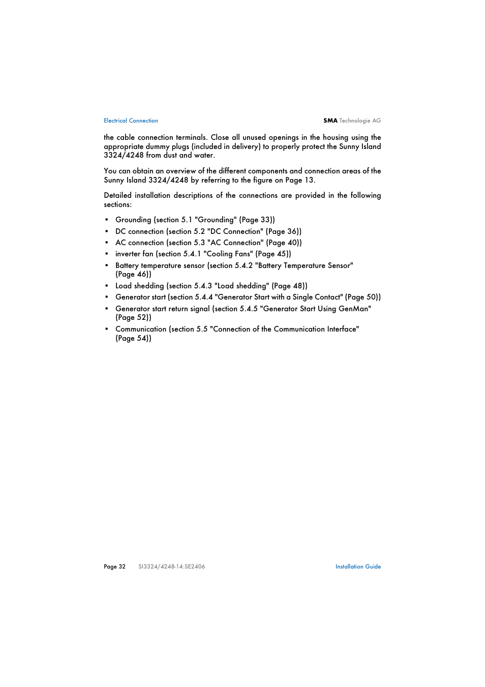 SMA SI 3324 Installation User Manual | Page 32 / 164
