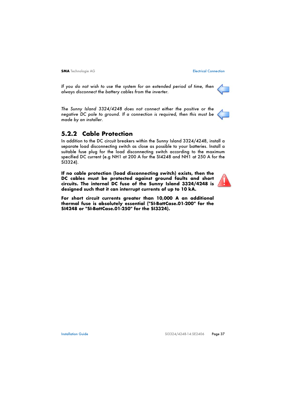 2 cable protection, Cable protection | SMA SI 3324 Installation User Manual | Page 37 / 164
