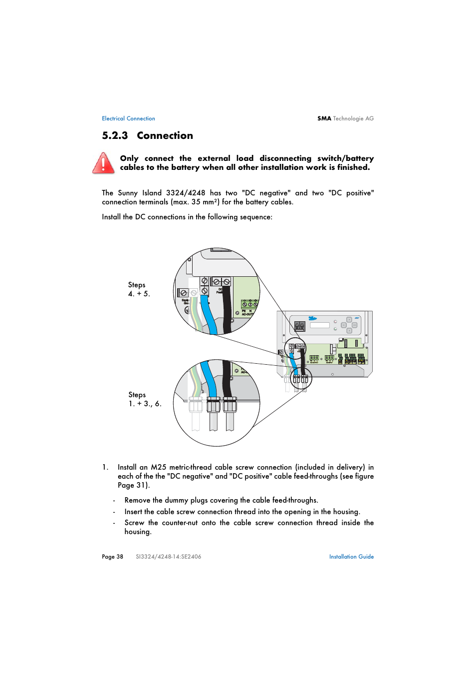 3 connection, Connection | SMA SI 3324 Installation User Manual | Page 38 / 164