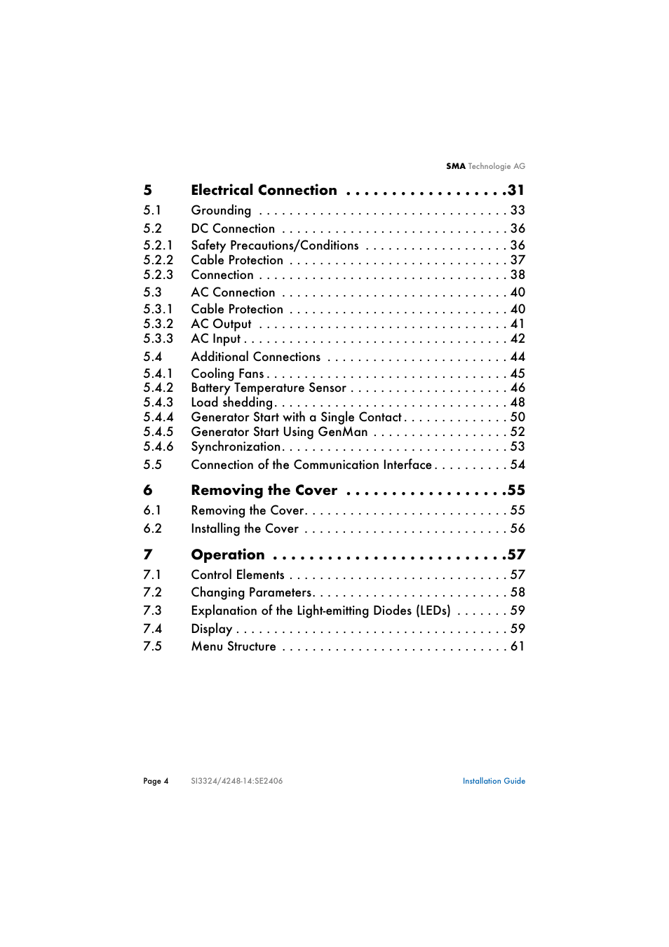 SMA SI 3324 Installation User Manual | Page 4 / 164