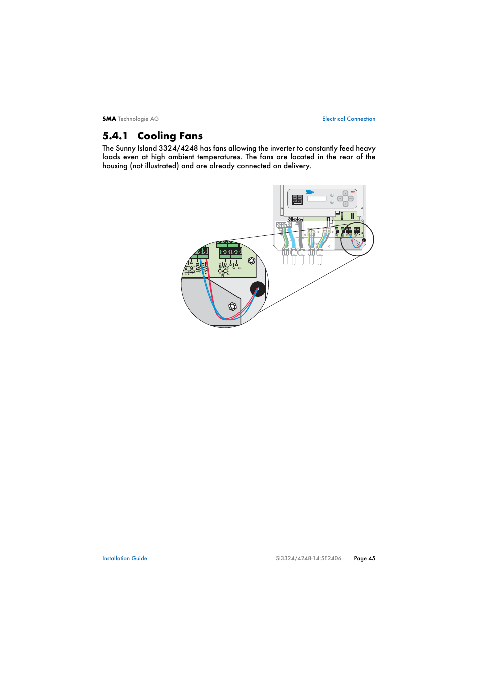 1 cooling fans, Cooling fans | SMA SI 3324 Installation User Manual | Page 45 / 164