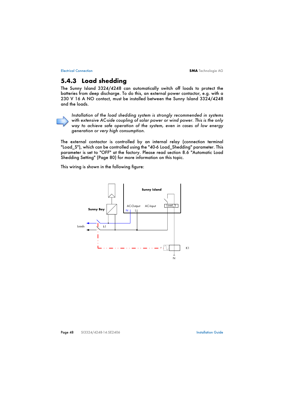 3 load shedding, Load shedding | SMA SI 3324 Installation User Manual | Page 48 / 164