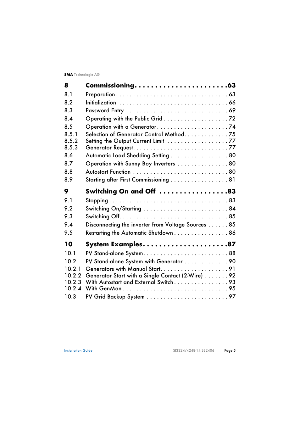 SMA SI 3324 Installation User Manual | Page 5 / 164