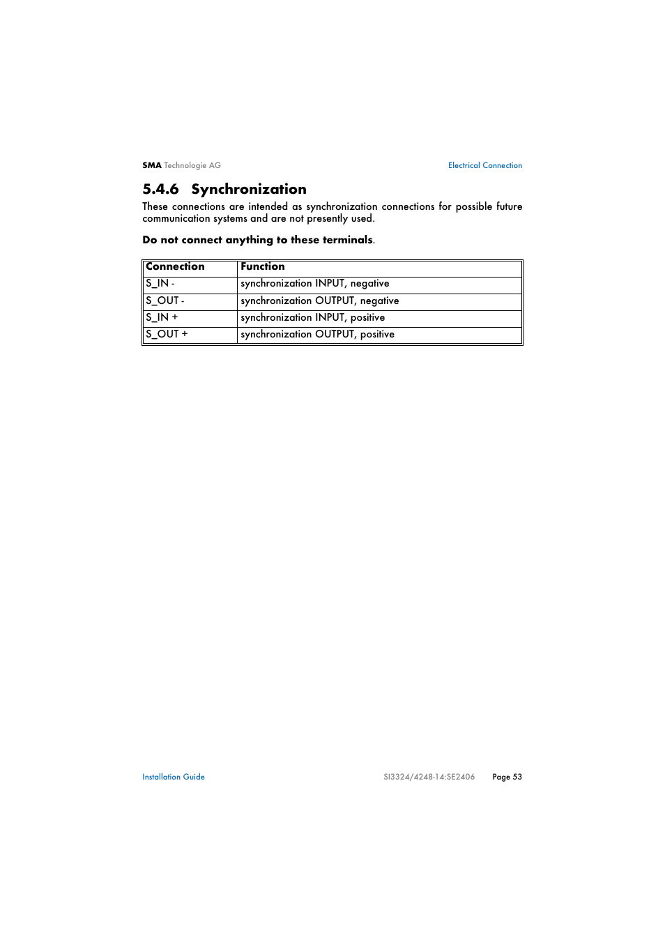 6 synchronization, Synchronization | SMA SI 3324 Installation User Manual | Page 53 / 164