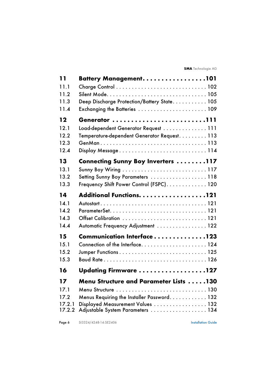 SMA SI 3324 Installation User Manual | Page 6 / 164