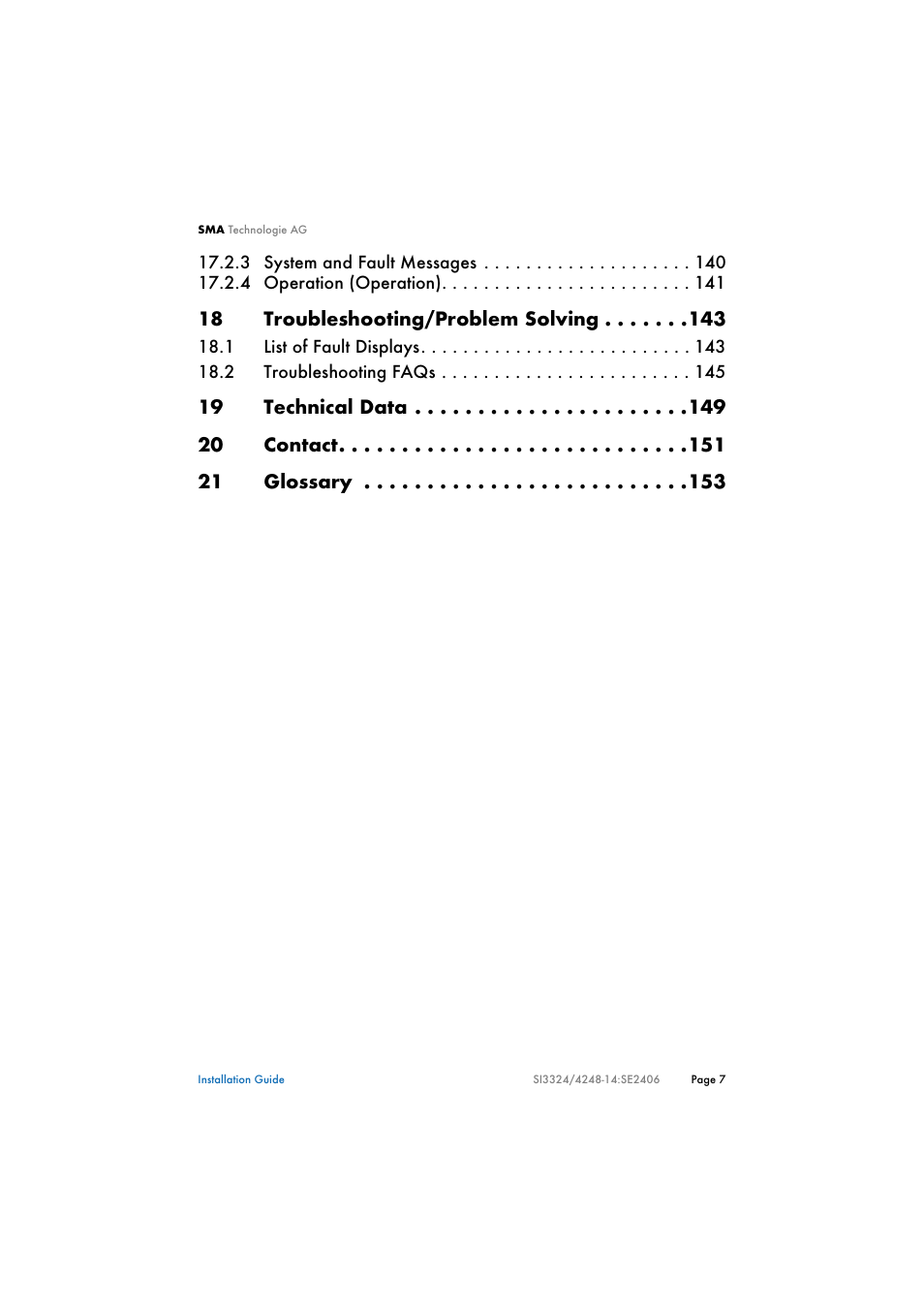 SMA SI 3324 Installation User Manual | Page 7 / 164