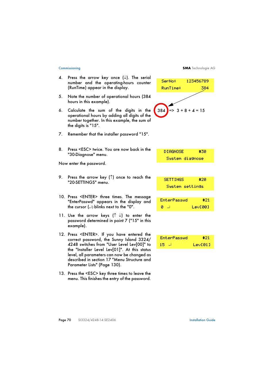SMA SI 3324 Installation User Manual | Page 70 / 164