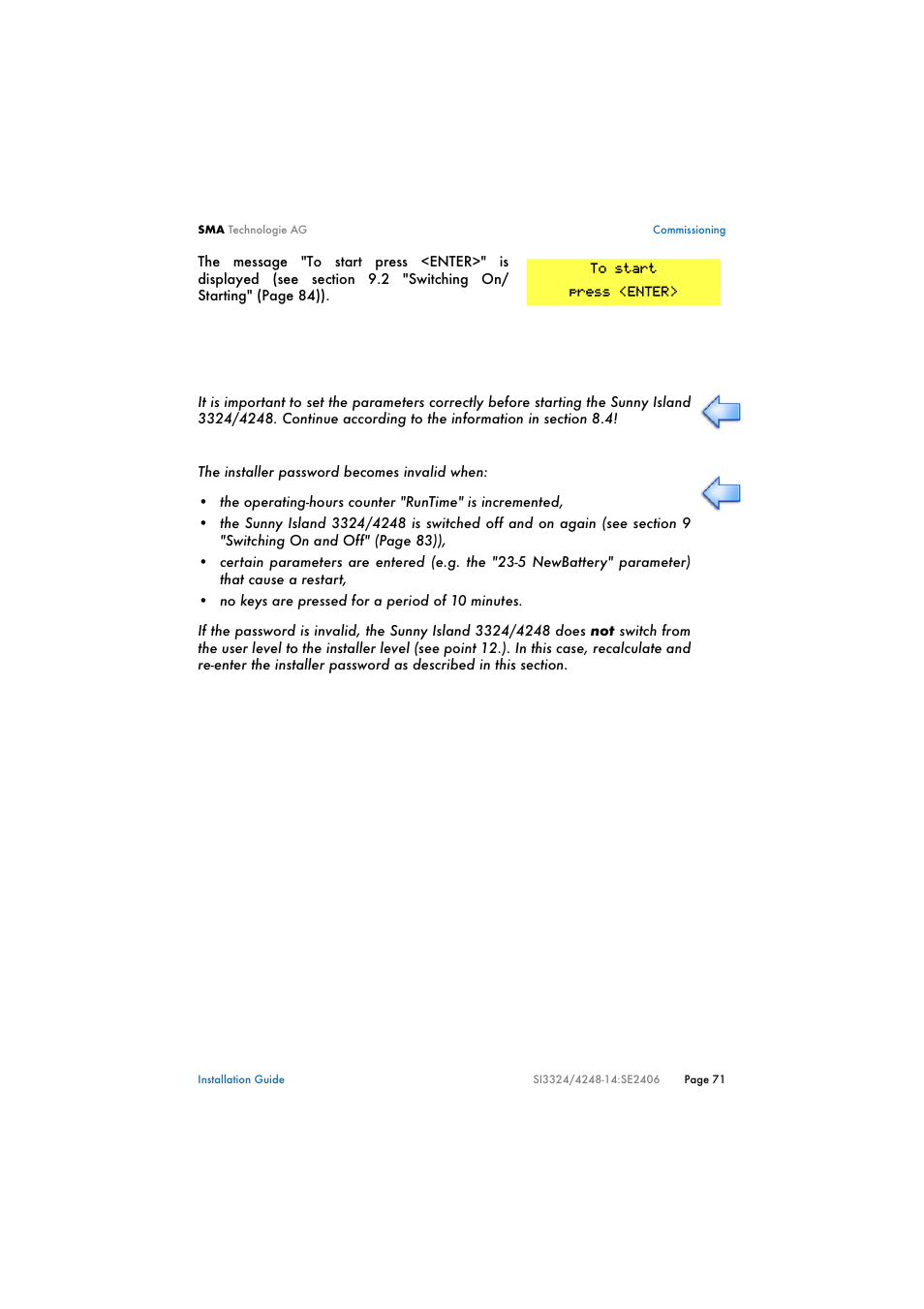 SMA SI 3324 Installation User Manual | Page 71 / 164