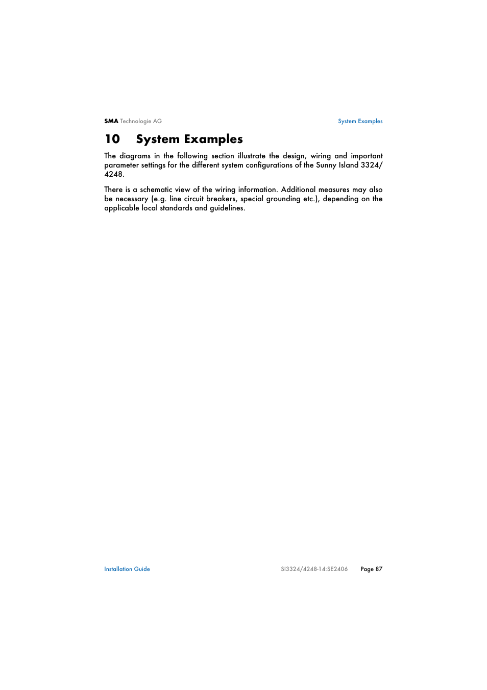 10 system examples, System examples | SMA SI 3324 Installation User Manual | Page 87 / 164