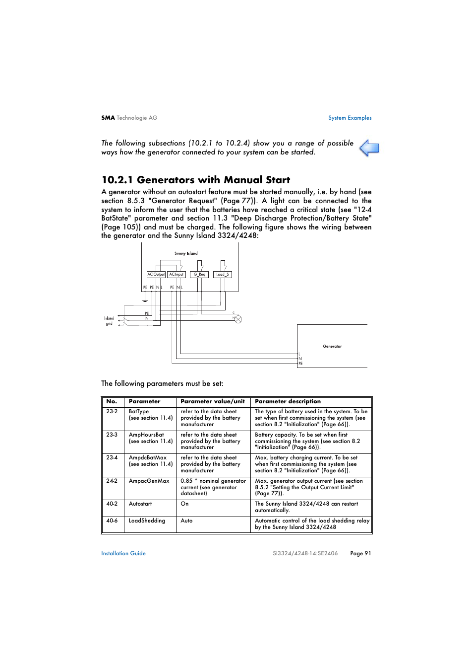 1 generators with manual start | SMA SI 3324 Installation User Manual | Page 91 / 164