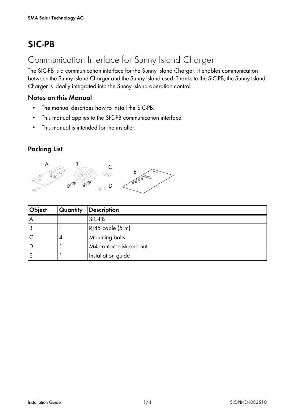 SMA SIC-PB User Manual | Page 6 / 28