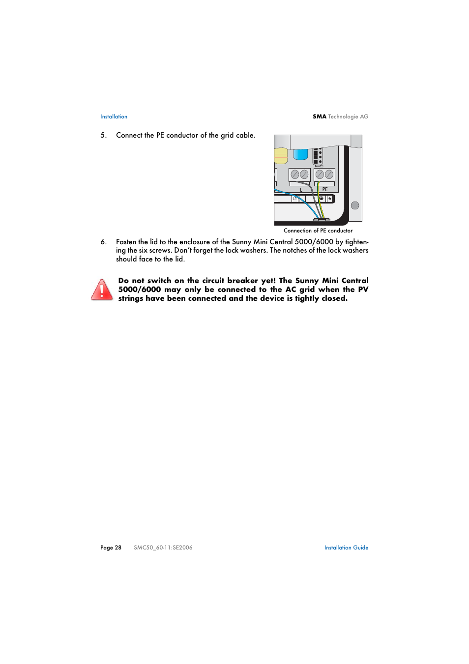 SMA SMC 5000 Installation User Manual | Page 28 / 58