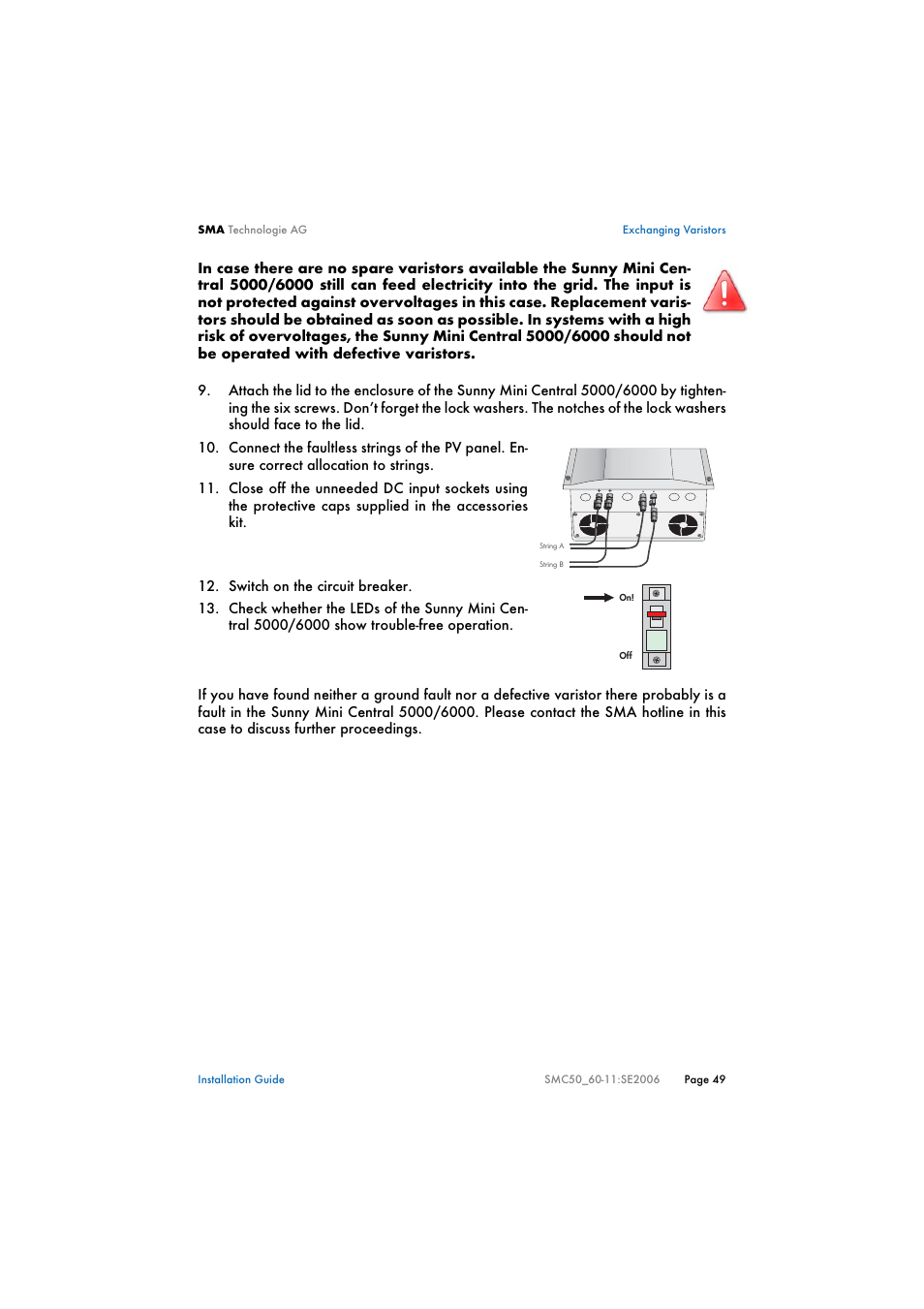 SMA SMC 5000 Installation User Manual | Page 49 / 58