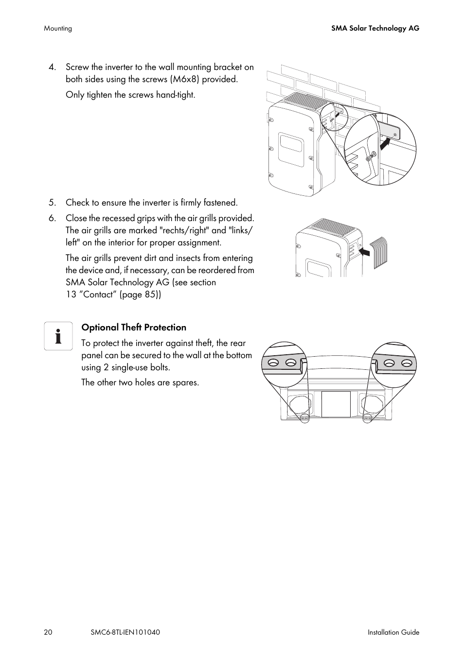 SMA SMC 6000TL Installation User Manual | Page 20 / 88