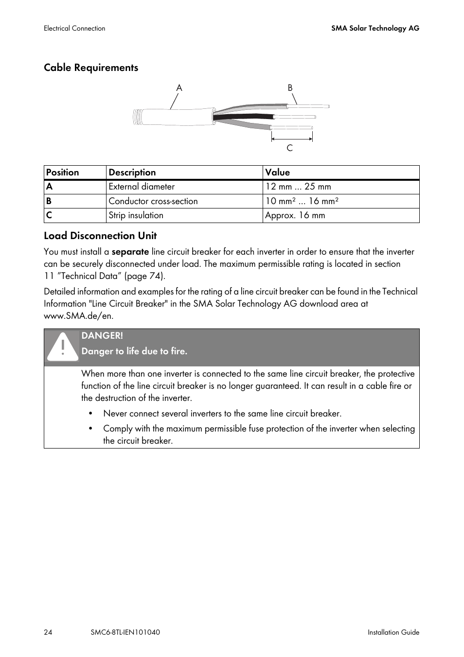 SMA SMC 6000TL Installation User Manual | Page 24 / 88