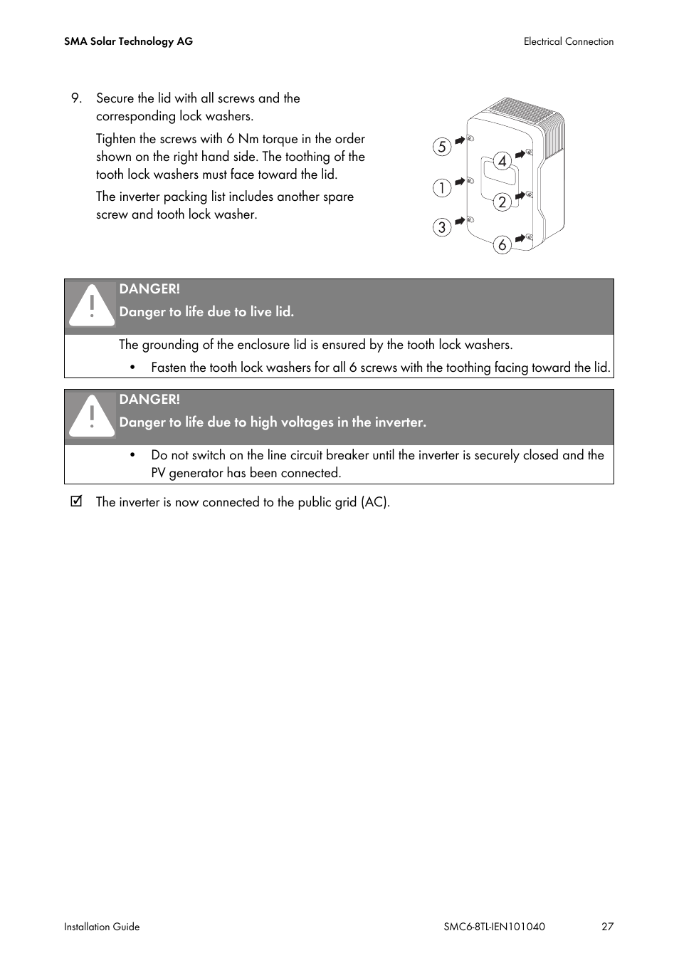 SMA SMC 6000TL Installation User Manual | Page 27 / 88