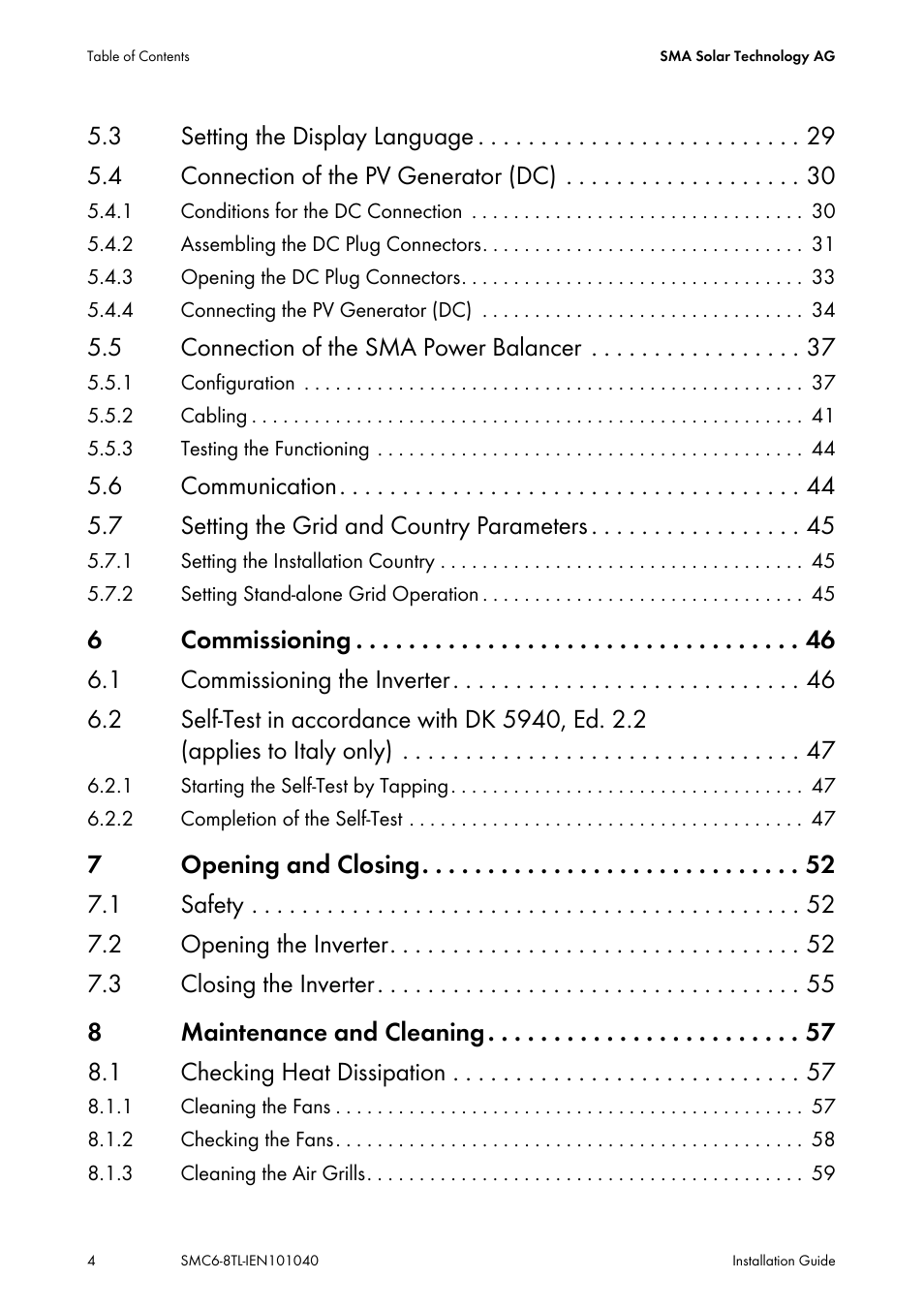 SMA SMC 6000TL Installation User Manual | Page 4 / 88