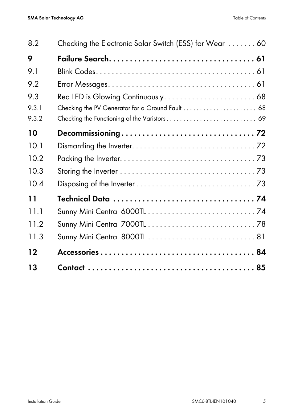 SMA SMC 6000TL Installation User Manual | Page 5 / 88