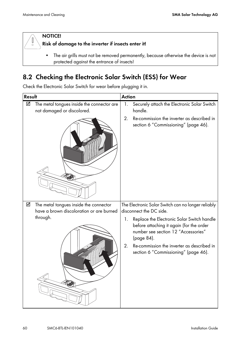 Bed in section 8.2 and att | SMA SMC 6000TL Installation User Manual | Page 60 / 88