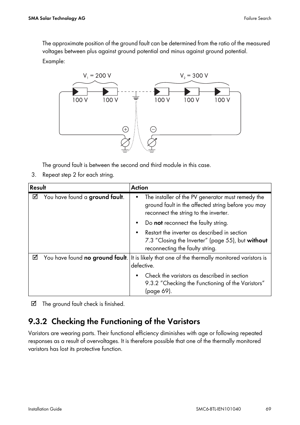 2 checking the functioning of the varistors, Checking the functioning of the varistors | SMA SMC 6000TL Installation User Manual | Page 69 / 88